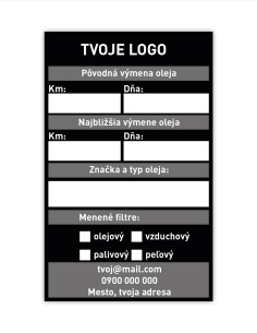 Nálepka na výmenu oleja personalizovaná 2