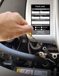 Nálepka na výmenu oleja personalizovaná