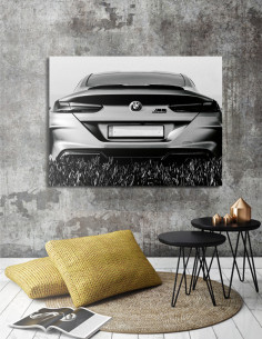 čiernobiely obraz bmw m8 na plátne – luxusná moto dekorácia na stenu