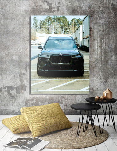 obraz bmw x7 na plátne v tmavej farbe – luxusná moto dekorácia na stenu