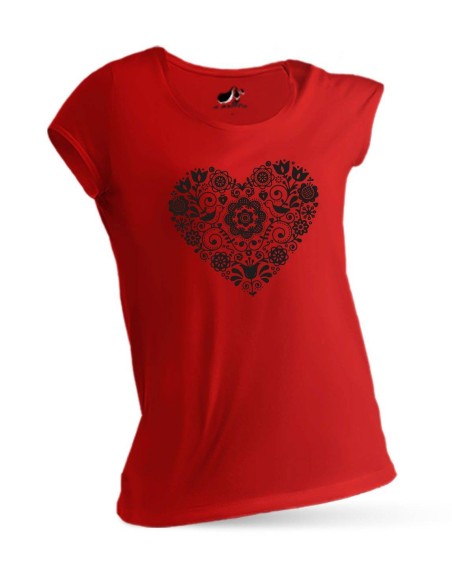 Tričko červené Srdce folk
