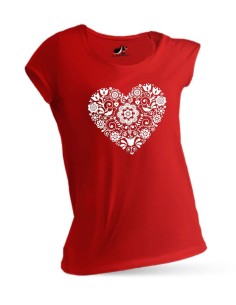 Tričko červené Srdce folk 2