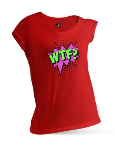 Dámske červené tričko s potlačou WTF