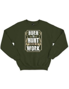 Pulóver zelený s poľovníckou potlačou born to hunt