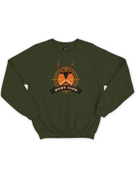 Zelený pulóver s poľovníckym motívom huntclub