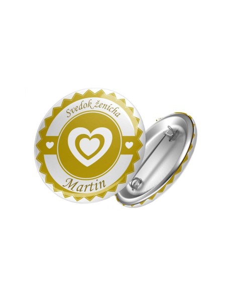 Okrúhly odznak svedok ženícha + svoje meno