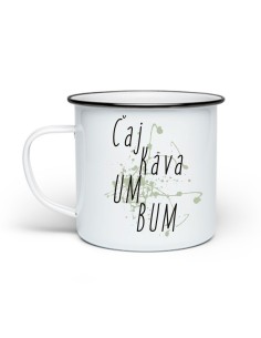Smaltovaný hrnček čaj káva um bum